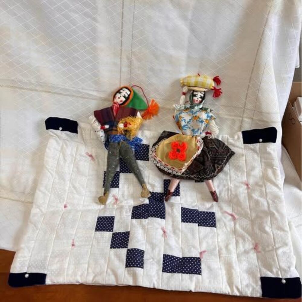 Vintage Portuguese Dolls Souvenirs and quilt Vintage Dolls Home Decor